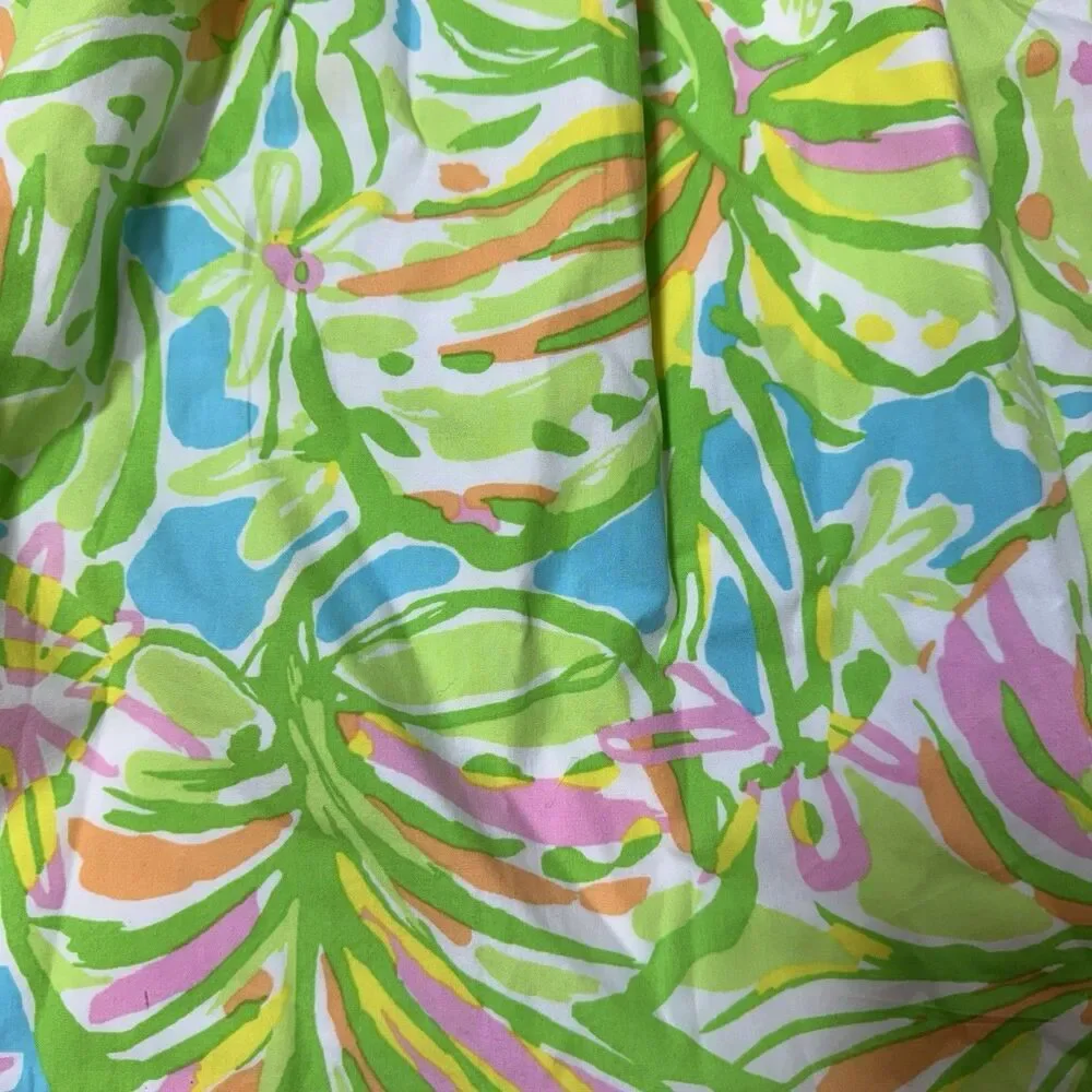 Lilly Pulitzer Little Lorraine Floral Dress Girls 12 Green Blue Summer Preppy